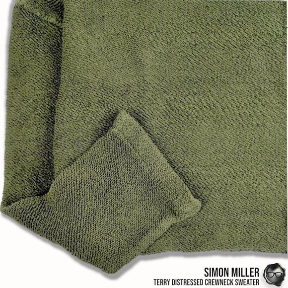 SIMON MILLER DISTRESSED CREWNECK SWEATER IN MOSS GREEN TERRY CLOTH 2016 OVERSIZE - Picture 8 of 15